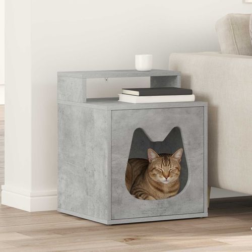 Vidaxl Maison Pour Chat Béton 42,5 X 40 X 53,5 Cm Bois D'ingénierie
