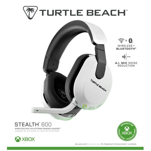 Turtle Beach Stealth 600 Console Blanc Casque Gaming sans Fil w/ 80hr Batterie, Écouteurs de 50mm et Bluetooth pour Xbox Series X ou S, PC et Mobile