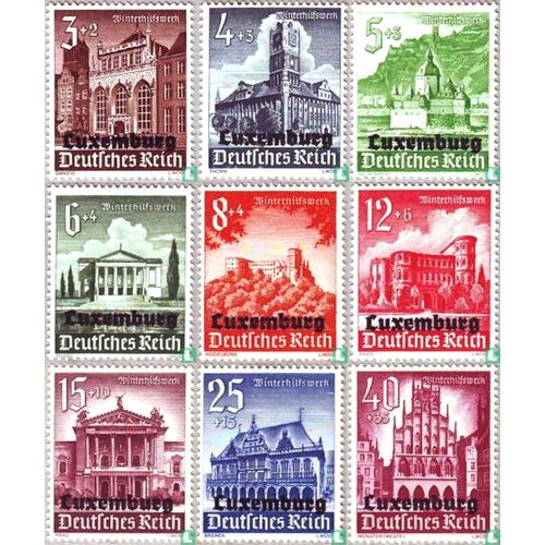 Allemagne, Occupation Du Luxembourg 1940, Très Belle Série Complète Timbres Neufs** Luxe Yvert 33 À 40, Au Profit Du Secours D'Hiver, Sites Et Monuments Allemands Surchargés "Luxembourg".