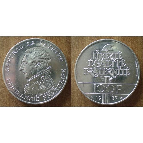 France 100 Francs 1987 General La Fayette Piece Argent Franc