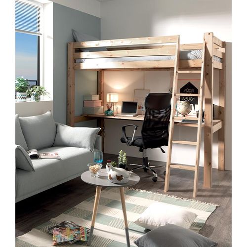 Lit mezzanine 200x90 sur bureau (modèle STUDIO de la marque Cocktail Scandinave) avec matelas