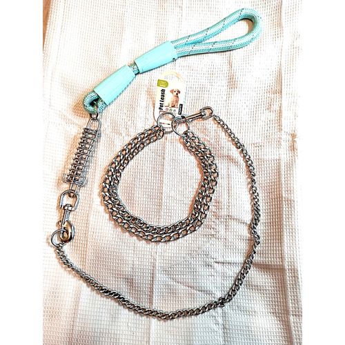 Laisse En Nylon Et En Métal Avec Amortisseur De Chocs Et Collier Taille Xxl (55 Cm)