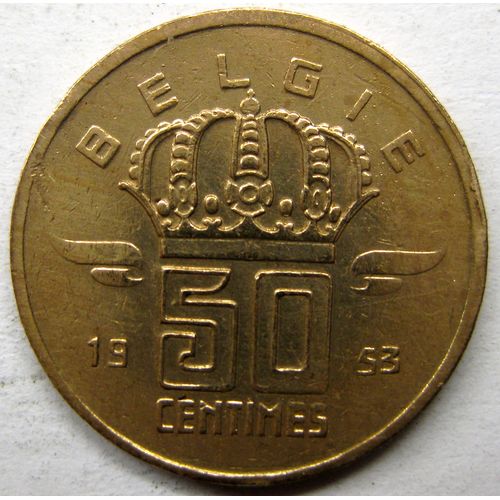 Pièce De Monnaie Belge De 50 Centimes Type Mineur, 1953, Bronze, Belgie, (Et-39).