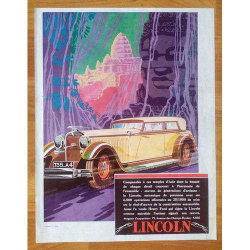 Publicité Papier - Voiture Ford Lincoln De 1931