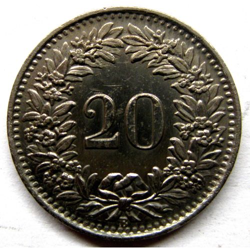 Pièce De Monnaie Suisse De 20 Centimes Tête De Libertas, 1950 B, (Et-80).