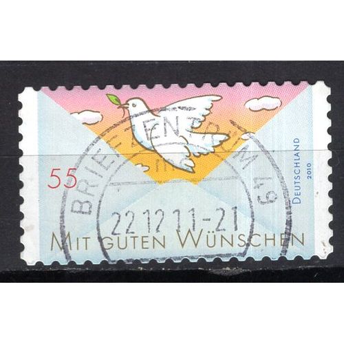 Allemagne Federale 2010 Timbre De Message Avec Mes Meilleurs Voeux Colombe Yvert N° 2616 Oblitere