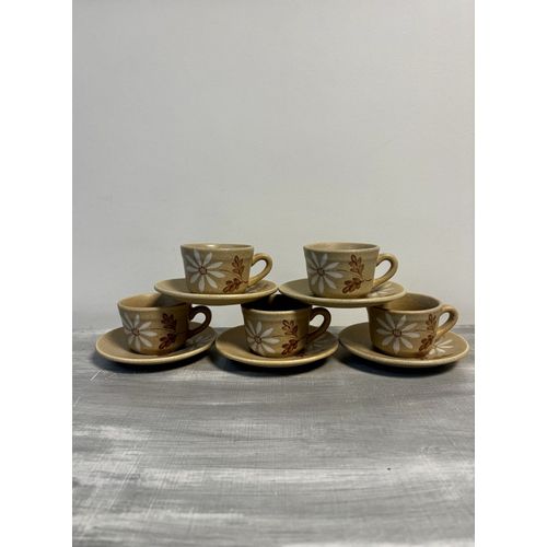 Ensemble De 5 Tasses Et Soucoupes Faïence St Amand Automne 