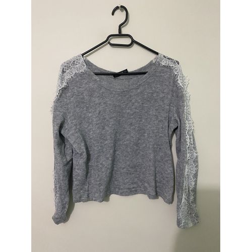 Pull Gris Avec Dentelle Blanche Shein Taille M