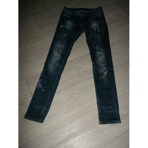 Jean Camille Bleu Moyen, Destroy, Déchirures, Faux Rapiècements 38 Tbe