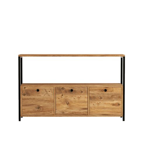 Buffet en bois "Nero" - 120 x 30 x 75 cm - Pin atlantique Noir