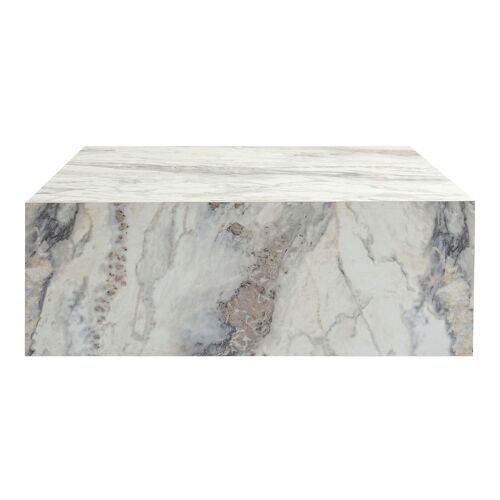 Table basse en bois "Prizma" - 90 x 90 x 35 cm - Marbre Freesia