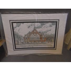 Gravure Hotel De Ville Tergnier Sur Papier Ivoire. Ducourtioux