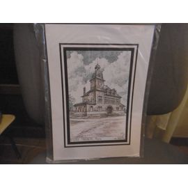 Gravure Mairie De Fargniers Sur Papier Ivoire Ed. Ducourtioux