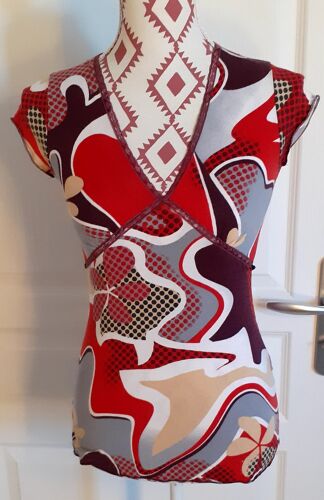 Tee-Shirt, Dpm, T. 2, Multicolore, Effet Coeur Croisé, Lien À L'arrière