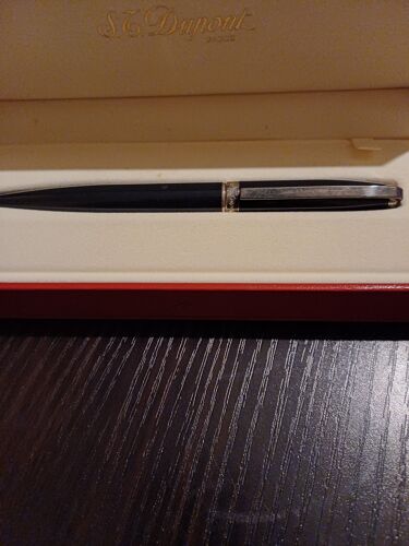 Stylo À Bille S.T. Dupont Plaqué Argent Laqué Anthracite
