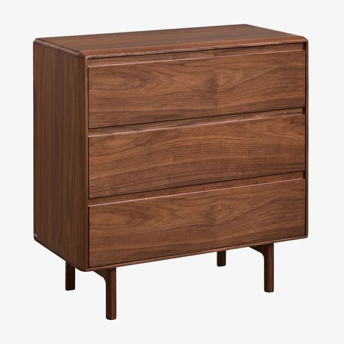 Commode en bois à 3 tiroirs Treveris Marron Noyer Foncé