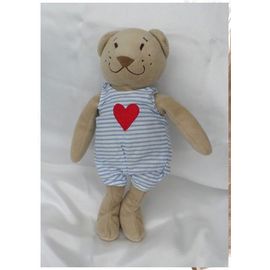 Doudou Peluche Ours Beige Salopette Rayures Bleu C?ur IKEA