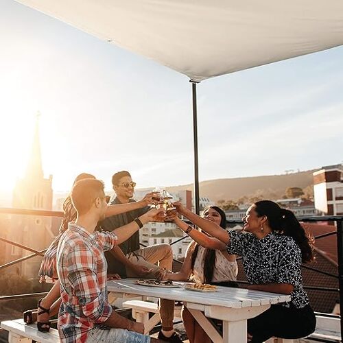 Relaxdays Voile D¿Ombrage Rectangulaire, Déperlant, Résistant Aux Uv, Avec Cordes De Tension, Pour Terrasse Et Balcon, L X L : 2 X 3 M, Beige