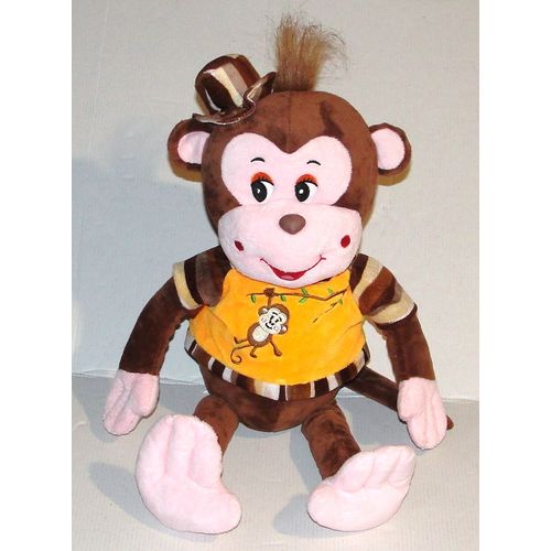 peluche singe vadimos patece doudou chimpanzé chapeau 46 cm