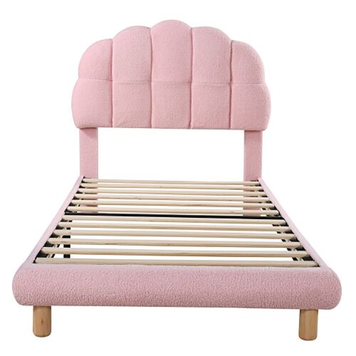 Lit cabane lit 90x200 cm lit d'enfant lit d'adolescent lit rembourré polaire circulaire rose