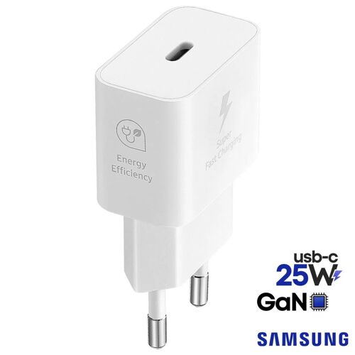 25W Origine Chargeur Secteur Adaptateur Blanc Prise USB-C Charge Rapide + Cable Cordon Type-C Original Pour Samsung Galaxy A07 A17 F07 F17 M07 M17
