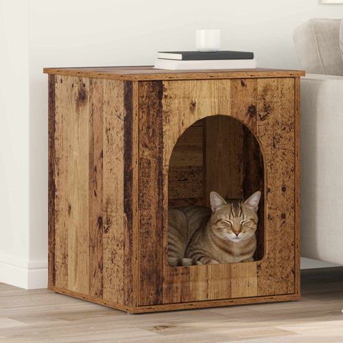 Vidaxl Maison Pour Chat Bois Ancien 53 X 52 X 62 Cm Bois D'ingénierie