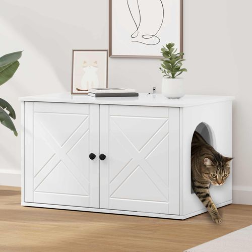 Vidaxl Maison Pour Chat Blanc Brillant 85 X 55 X 50 Cm