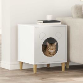 Vidaxl Maison Pour Chat Blanc 42,5 X 40 X 53 Cm Bois D'ingénierie