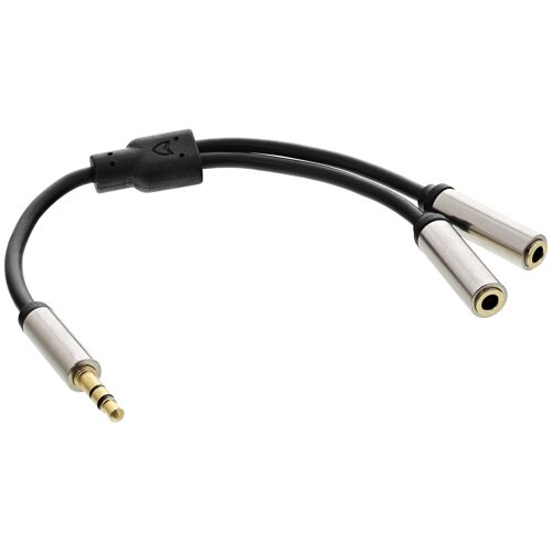 InLine 99250 câble audio 0,15 m 3.5mm female 2 x 3.5mm Noir
