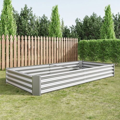 Plate bande surélevée métal plates bandes en tôle acier robuste conception stable protection antirouille longue durée kit sans fond argent 8x3x1ft
