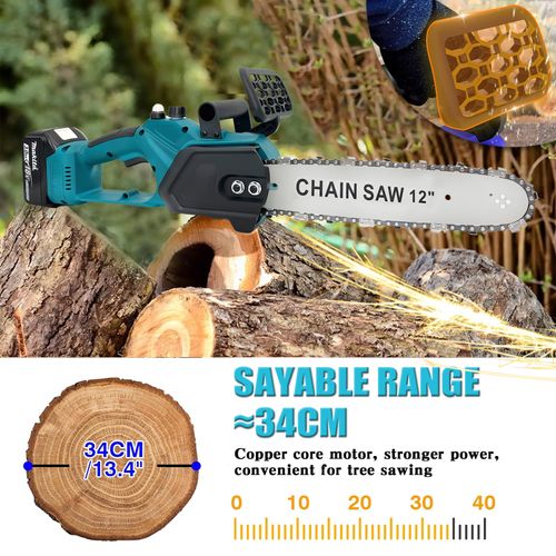 Tronçonneuse sans fil à batterie 12 pouces avec 2 batteries 5,5 Ah, tronçonneuse à main alimentée par batterie pour l'élagage des arbres, élagueuse électrique pour hommes