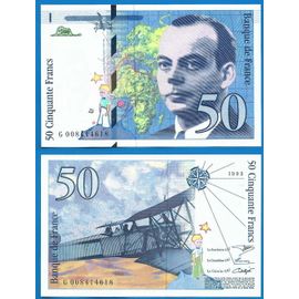 France 50 Francs 1993 Neuf Billet Saint Exupery Avion Bi Plan Petit Prince Serie G
