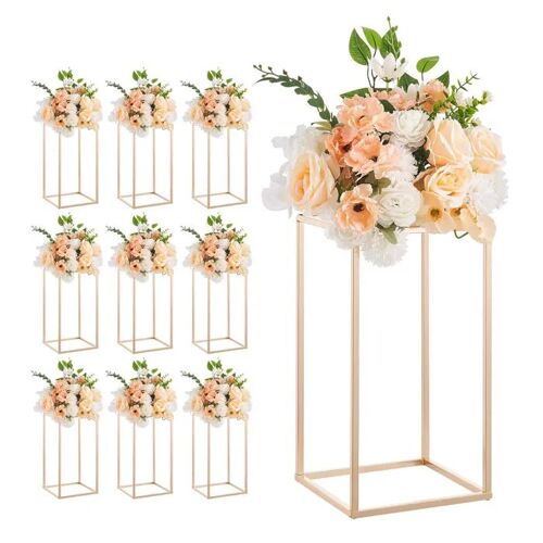 Lot De 10 Supports Pour Fleurs De Mariage-Duoku-Colonnes Rectangulaires En Acrylique Transparent De 40 Cm, Pour Centres De Table