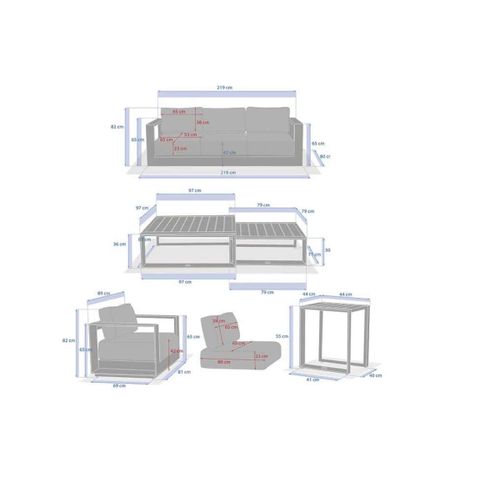 Salon De Jardin En Aluminium Allure Graphite 5 Places + Housse De Protection - Hespéride