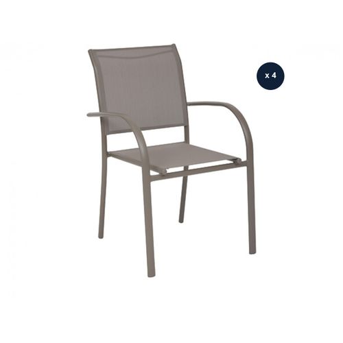 Lot De 4 Fauteuis Sde Jardin En Texaline Piazza Noisette/Café - Hespéride