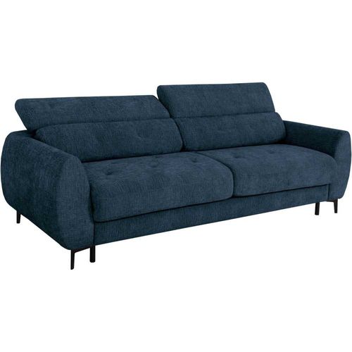 Canapé convertible DUNLOPILLO SAFIA 2/3 places tissu gauffré saphir 206x105x76/94 cm