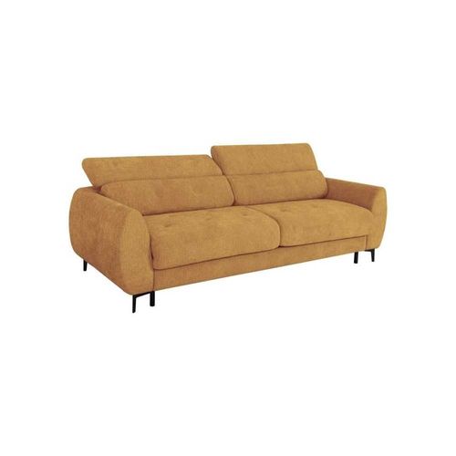Canapé convertible DUNLOPILLO SAFIA 2/3 places tissu gaufré ocre matelas 15 cm