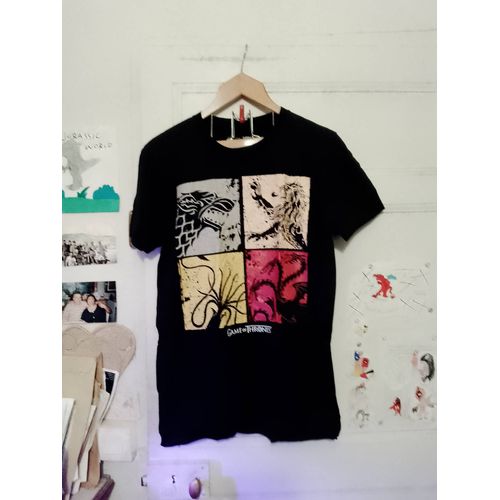 Tee Shirt Noir Imprimé Coloré M Games Of Thrones.