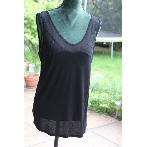 Neuve ,Blouse Promod Noire Avec Dentelle Devant Et Dos.Taille Étiquetèe:38.