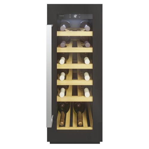 Cave à vin de service encastrable - CANDY - CCVB 30F/1 - 20 bouteilles - Classe F - Niche 30cm - Clayettes en bois - Anti vibrations