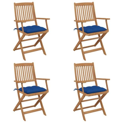 Prolenta Premium - Chaises Pliables De Jardin Lot De 4 Avec Coussins Bois D'acacia