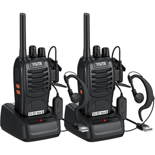 Talkie Walkie Rechargeable Longue Portée 16 Canaux Pmr Talkies-Walkies Radio, Radio Sans Licence, Fonction Vox, Lampe Led, Portatif Pour Extérieur, École, Maison (2 Unités)