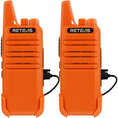 Rt622 Talkie Walkie, Usb Rechargeable Talkie Walkies, Pmr446, Usb-C, 1000Mah, Vox, 16 Canaux Talkie Walkie Longue Portée Pour Famille, Camping (Orange)