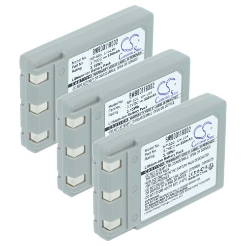 vhbw 3x Batterie remplacement pour Konica DR-LB4 pour appareil photo (850mAh, 3,7V, Li-ion)