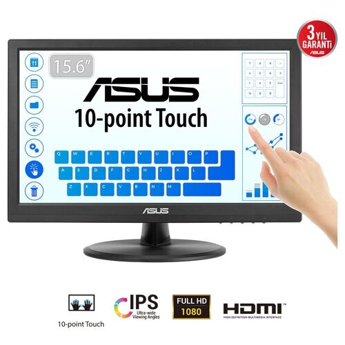 Ecran PC ASUS Touch VT169HE 15.6" 1920 x 1080 Full HD LED Écran tactile Dessus de table Noir