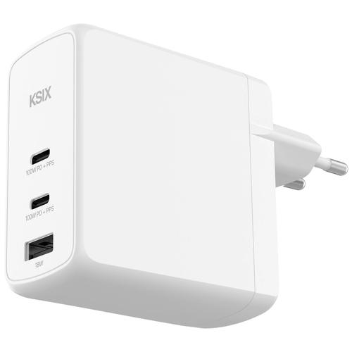 Ksix BCD100GANACCB chargeur d'appareils mobiles Ordinateur portable, Smartphone, Tablette Blanc Secteur Charge rapide Intérieure