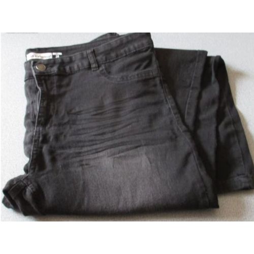 Jean Femme Skinny In-Extenso - Noir Délavé - Taille U S 38 W (Taille Française 48) - Ceinture À Passants - Fermeture Éclair Avec Bouton Métallique - 2 Poches Arrière -75%Coton/23%Polyester/2%Élasthane