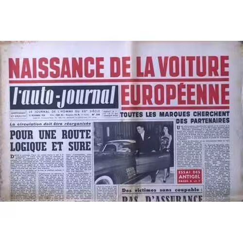 Auto Journal 210 De 1958 Couverture Dechirée,Sunbeam Rapier,Vespa 400,Messerschmitt Kr 200