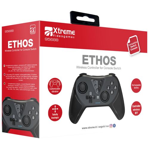 Xtreme 95688 accessoire de jeux vidéo Noir Bluetooth Manette de jeu Analogique/Numérique Nintendo Switch, Nintendo Switch 2, Nintendo Switch OLED