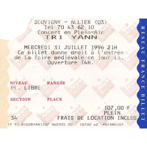 Billets Spectacle Tri Yann 1996